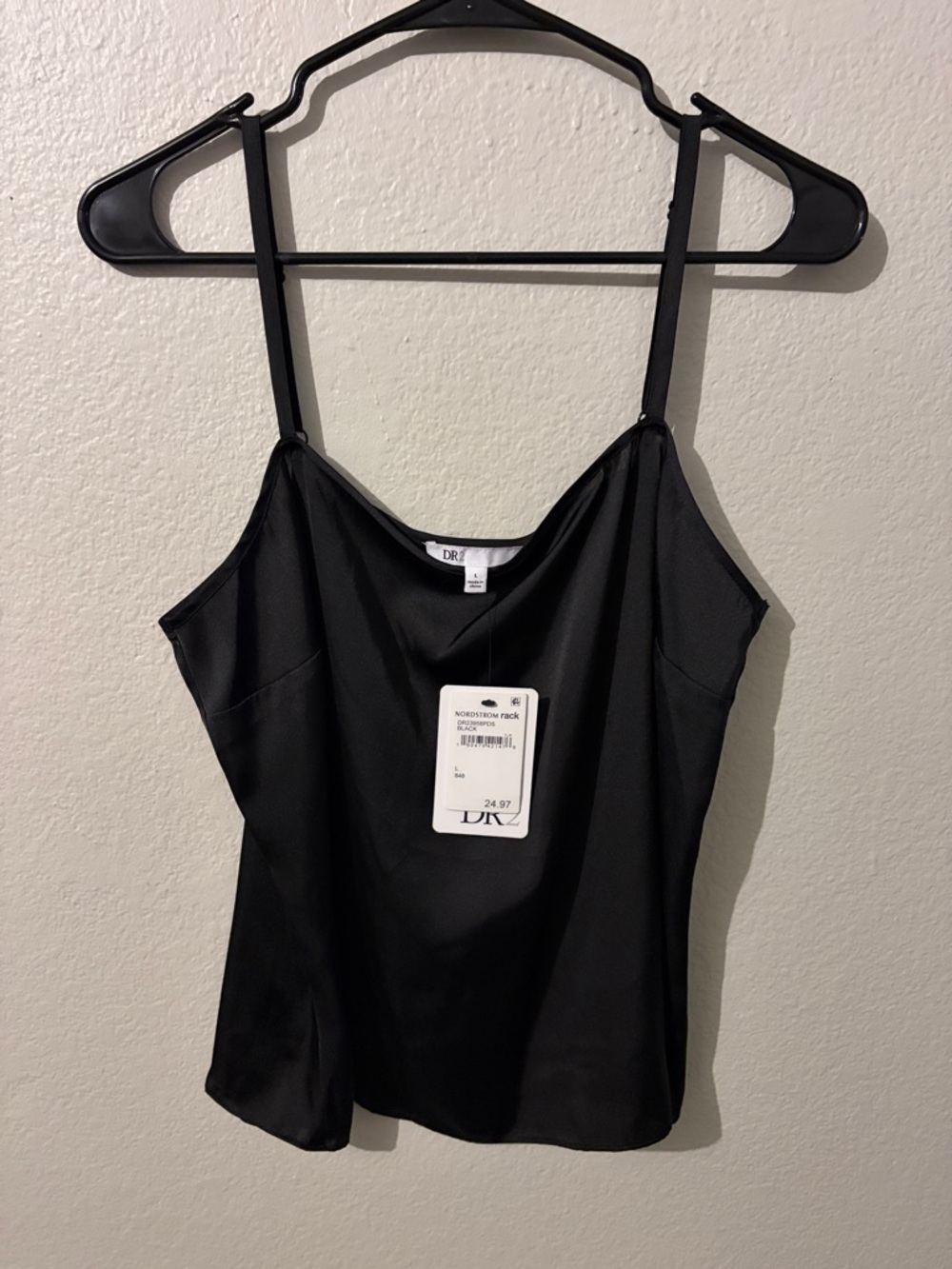 DR2 Black Satin Spaghetti-Strap Cami